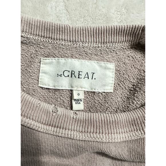 The Great. The College Sweatshirt Women's 0 Soft Lilac Long Sleeve Distressed - Picture 7 of 12